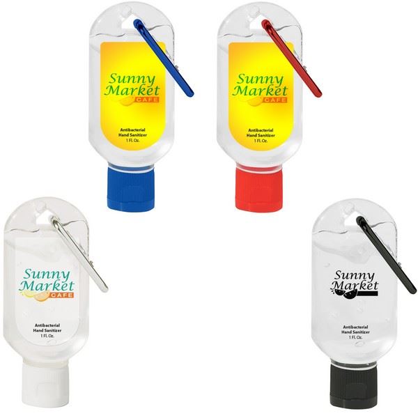 JH9029 1 Oz. Hand Sanitizer With Carabiner and custom imprint